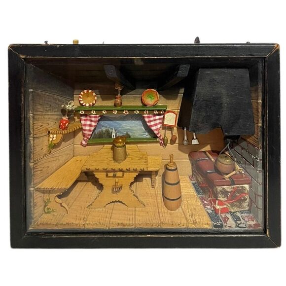 Vintage German Folk Art Farm Kitchen Shadow Box -‎ Music & Light - Picture 1 of 5